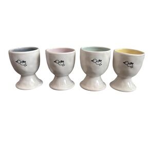 Rae Dunn Boutique Egg Cups Set Of 4 Spring Easter Bird Sketch Farmhouse Rare